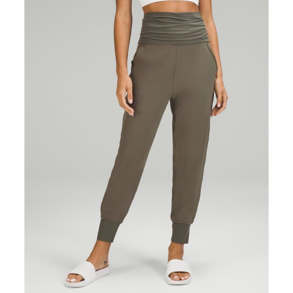 Lululemon 6 Align Super-High-Rise Ribbed-Waist Jogger Green Croos-waist pocket - Picture 2 of 12